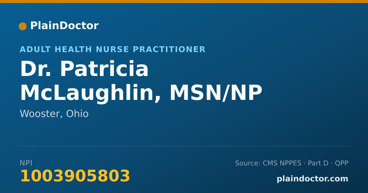 Shareable card for Patricia McLaughlin, MSN/NP - Adult Health Nurse Practitioner, Wooster, OH
