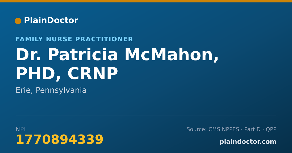 Shareable card for Patricia McMahon, PHD, CRNP - Family Nurse Practitioner, Erie, PA