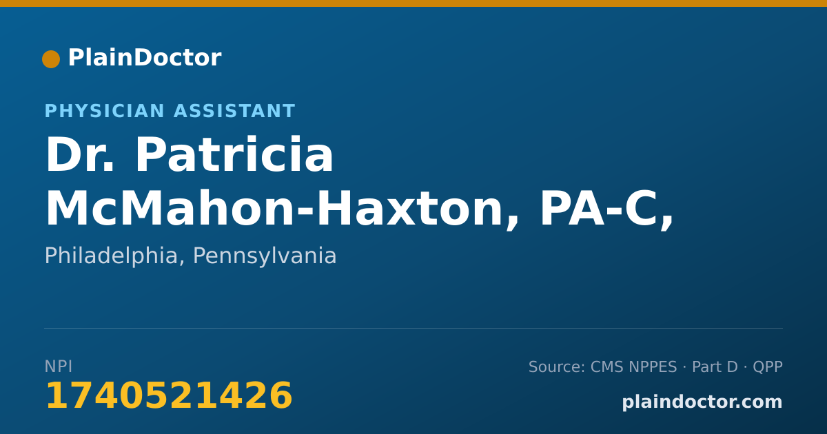 Shareable card for Patricia McMahon-Haxton, PA-C, IBCLC - Physician Assistant, Philadelphia, PA