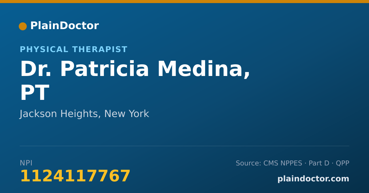 Shareable card for Patricia Medina, PT - Physical Therapist, Jackson Heights, NY