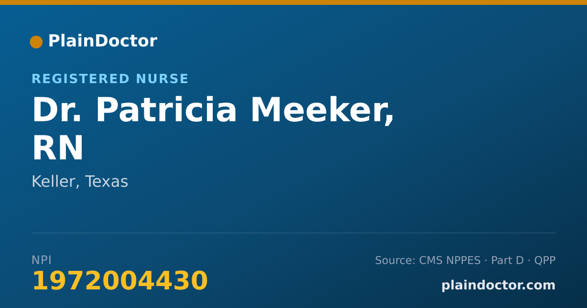 Shareable card for Patricia Meeker, RN - Registered Nurse, Keller, TX