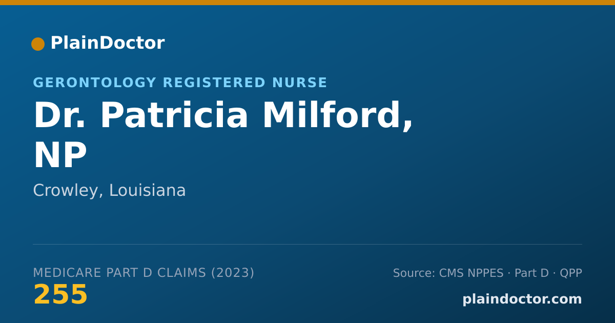 Shareable card for Patricia Milford, NP - Gerontology Registered Nurse, Crowley, LA