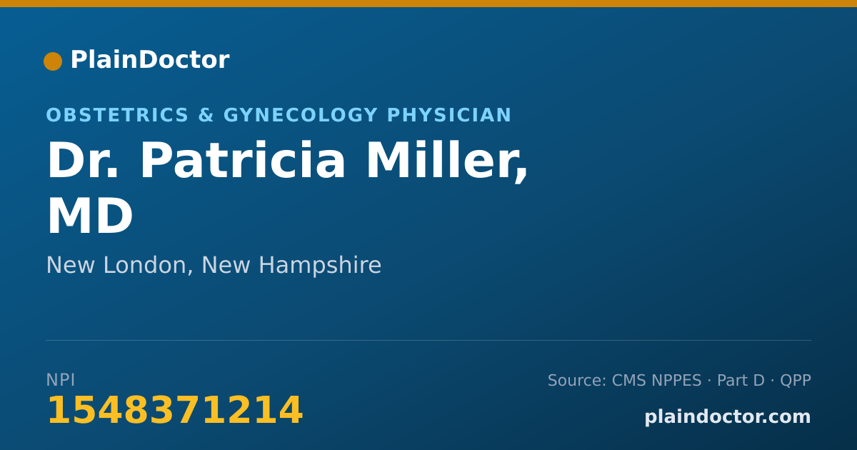Shareable card for Patricia Miller, MD - Obstetrics & Gynecology Physician, New London, NH