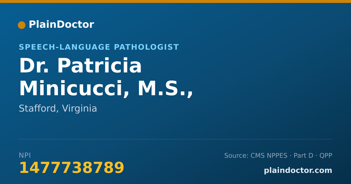 Shareable card for Patricia Minicucci, M.S., CCC-SLP - Speech-Language Pathologist, Stafford, VA