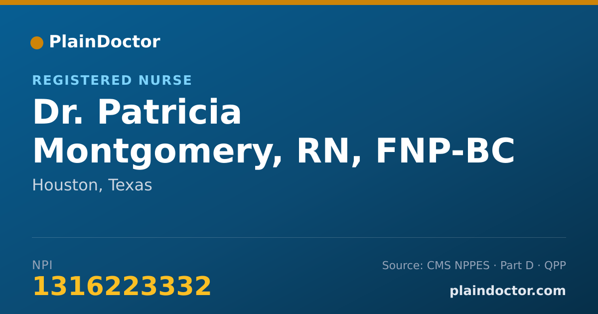Shareable card for Patricia Montgomery, RN, FNP-BC - Registered Nurse, Houston, TX