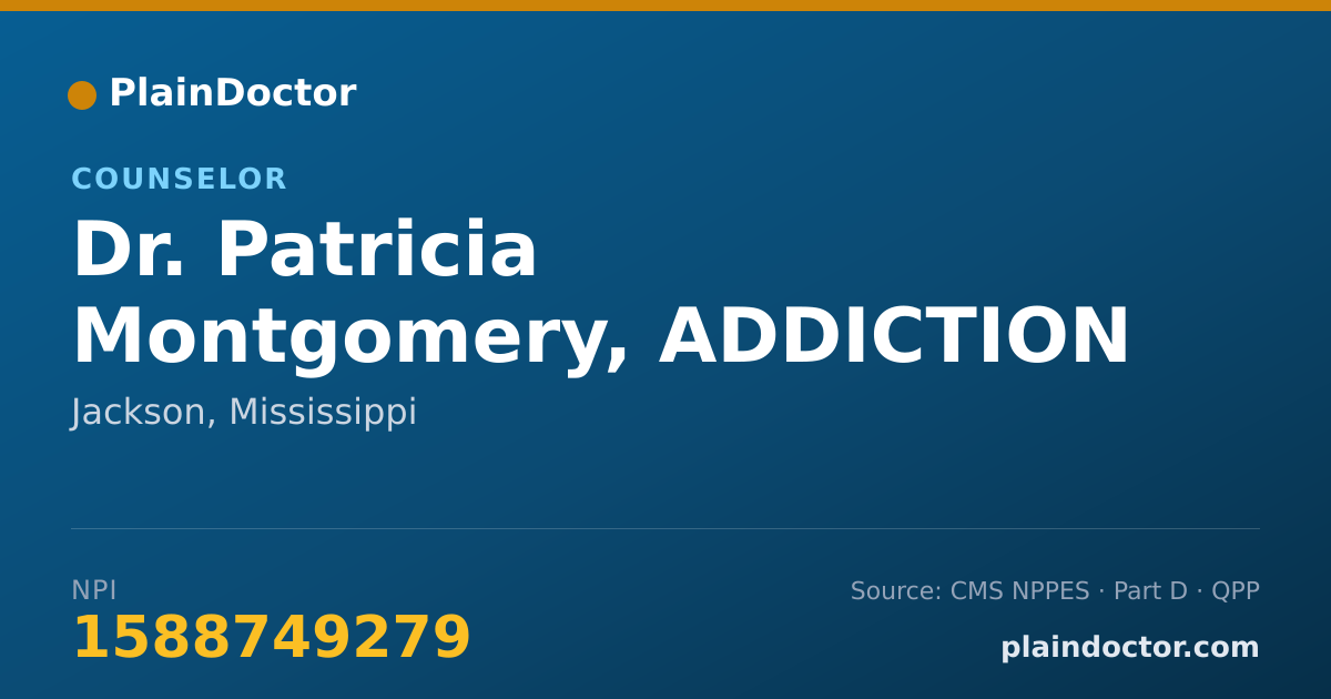 Shareable card for Patricia Montgomery, ADDICTION THERAPIST - Counselor, Jackson, MS