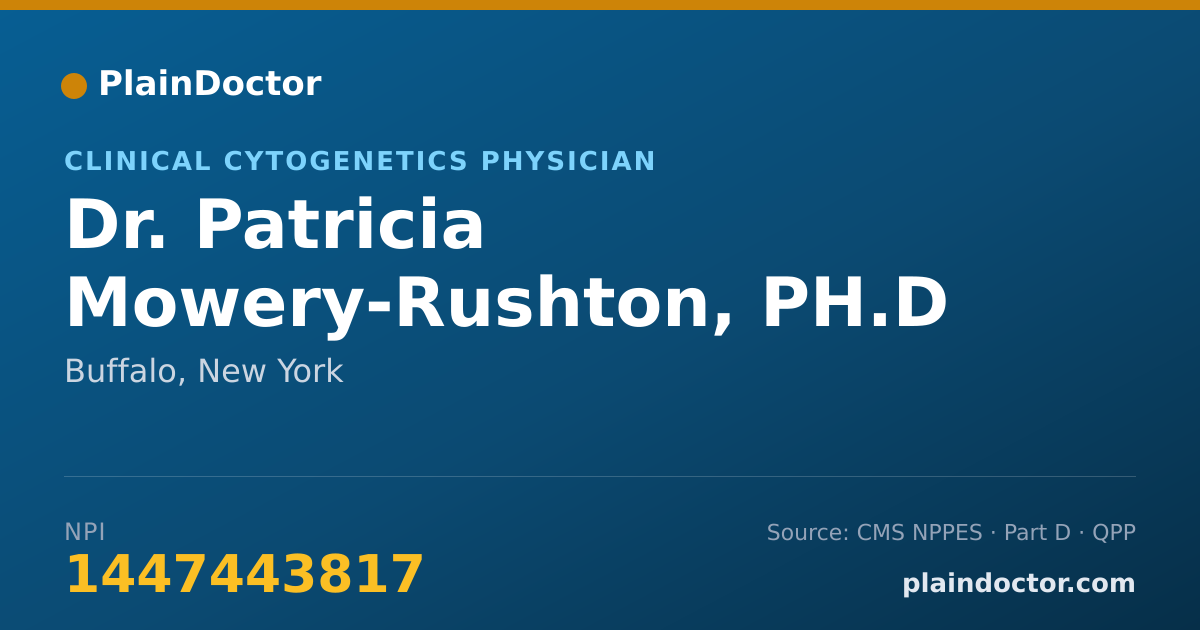 Shareable card for Patricia Mowery-Rushton, PH.D - Clinical Cytogenetics Physician, Buffalo, NY