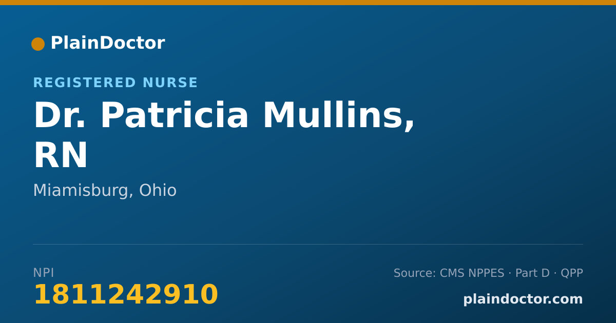 Shareable card for Patricia Mullins, RN - Registered Nurse, Miamisburg, OH