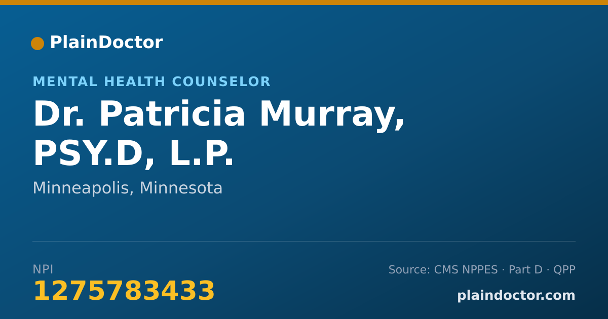 Shareable card for Patricia Murray, PSY.D, L.P. - Mental Health Counselor, Minneapolis, MN