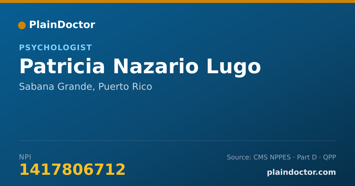 Shareable card for Patricia Nazario Lugo - Psychologist, Sabana Grande, PR