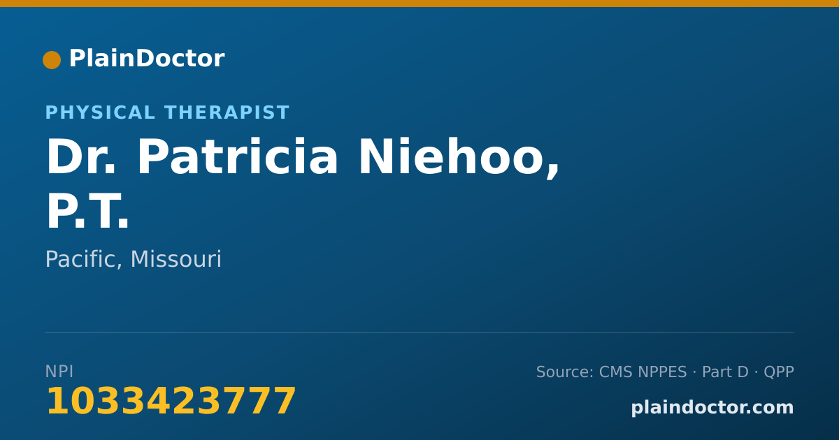Shareable card for Patricia Niehoo, P.T. - Physical Therapist, Pacific, MO