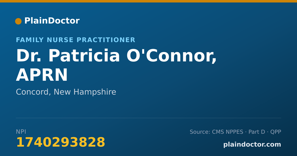 Shareable card for Patricia O'Connor, APRN - Family Nurse Practitioner, Concord, NH