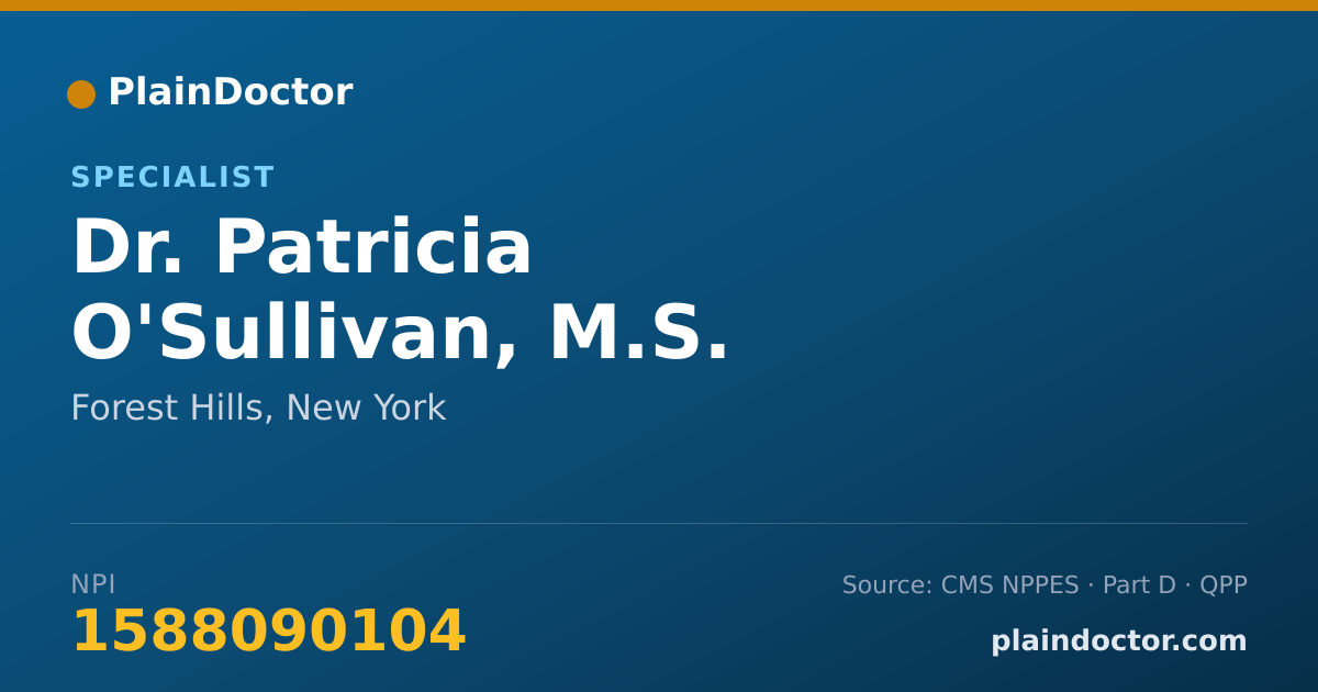 Shareable card for Patricia O'Sullivan, M.S. - Specialist, Forest Hills, NY