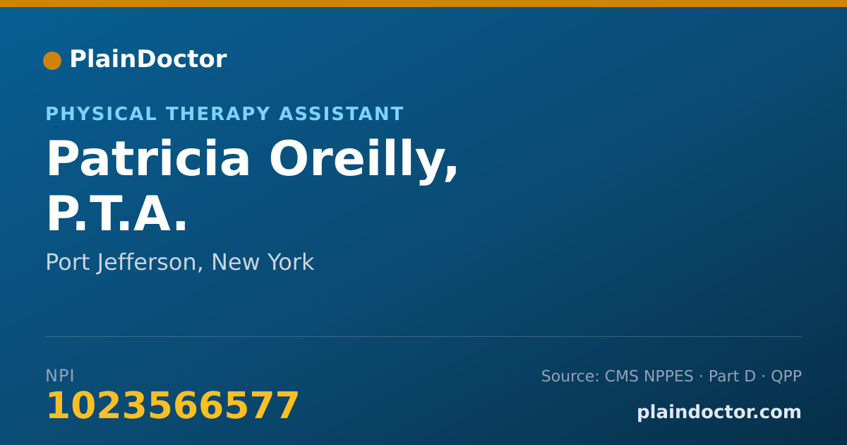 Shareable card for Patricia Oreilly, P.T.A. - Physical Therapy Assistant, Port Jefferson, NY