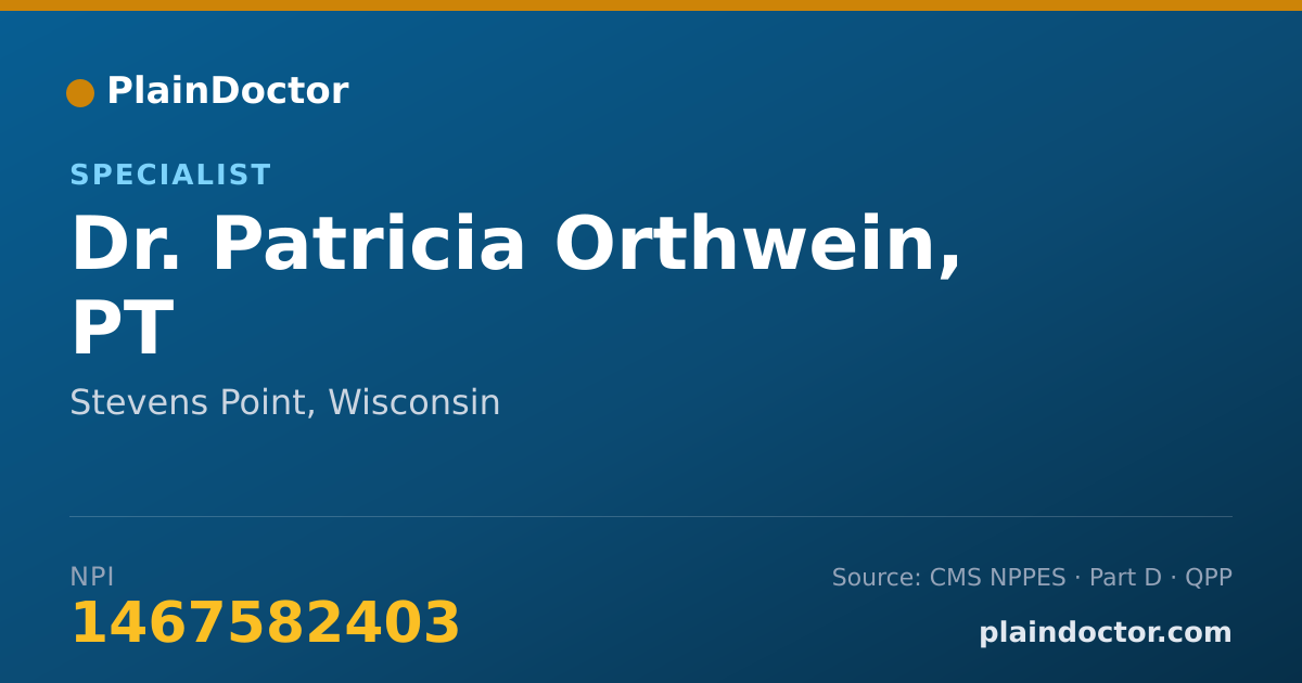 Shareable card for Patricia Orthwein, PT - Specialist, Stevens Point, WI