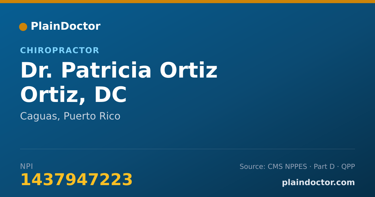 Shareable card for Patricia Ortiz Ortiz, DC - Chiropractor, Caguas, PR