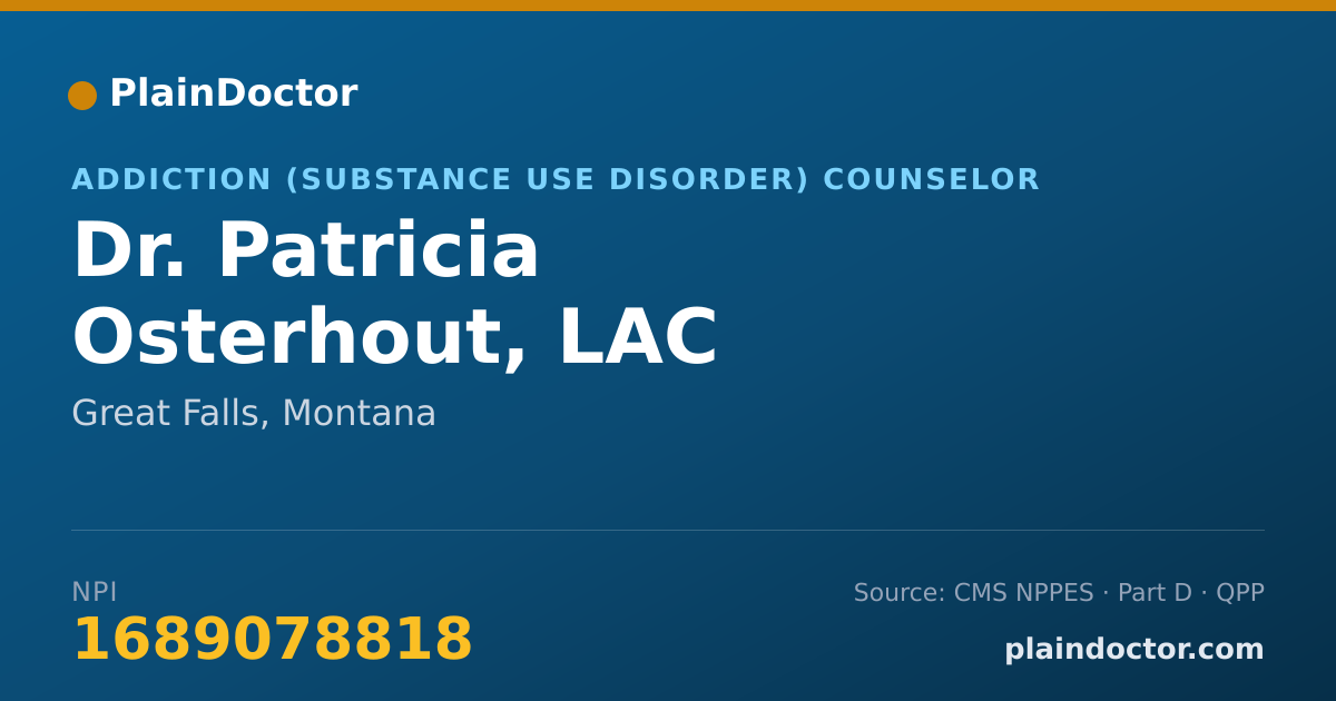 Shareable card for Patricia Osterhout, LAC - Addiction (Substance Use Disorder) Counselor, Great Falls, MT