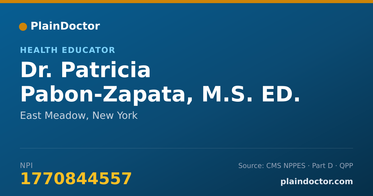 Shareable card for Patricia Pabon-Zapata, M.S. ED. - Health Educator, East Meadow, NY