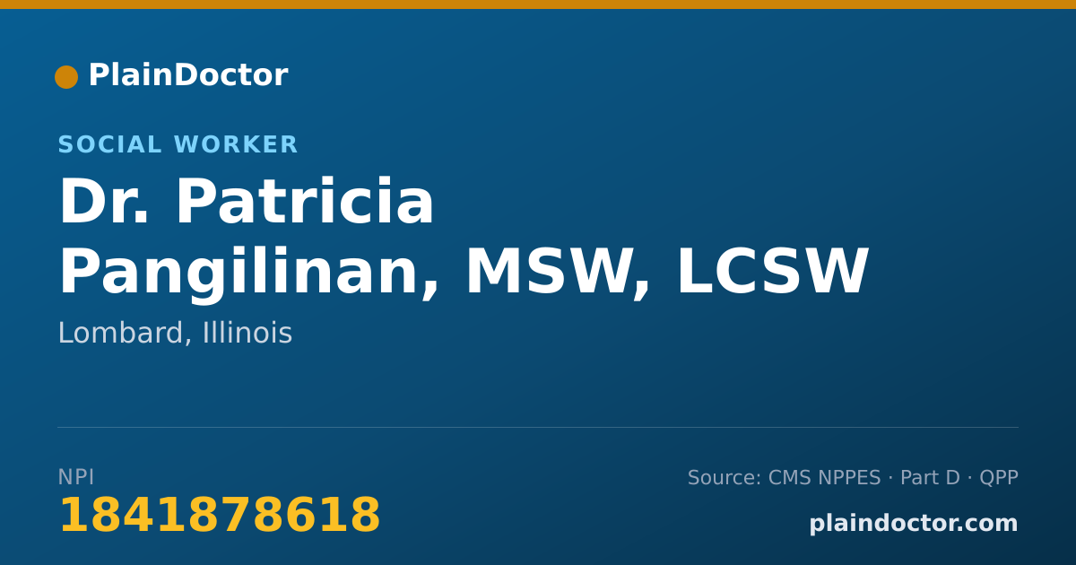 Shareable card for Patricia Pangilinan, MSW, LCSW - Social Worker, Lombard, IL