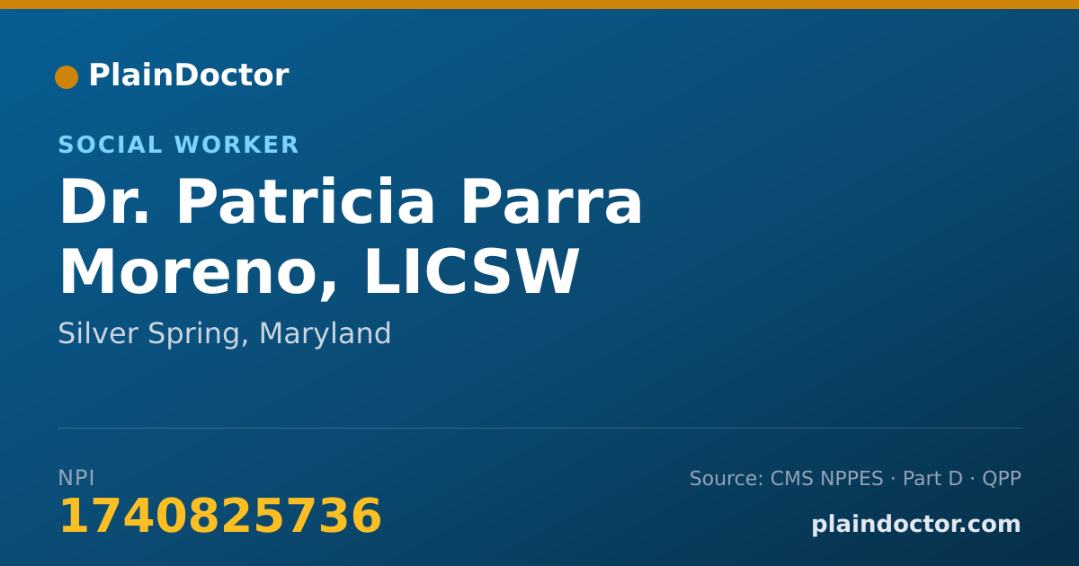 Shareable card for Patricia Parra Moreno, LICSW - Social Worker, Silver Spring, MD
