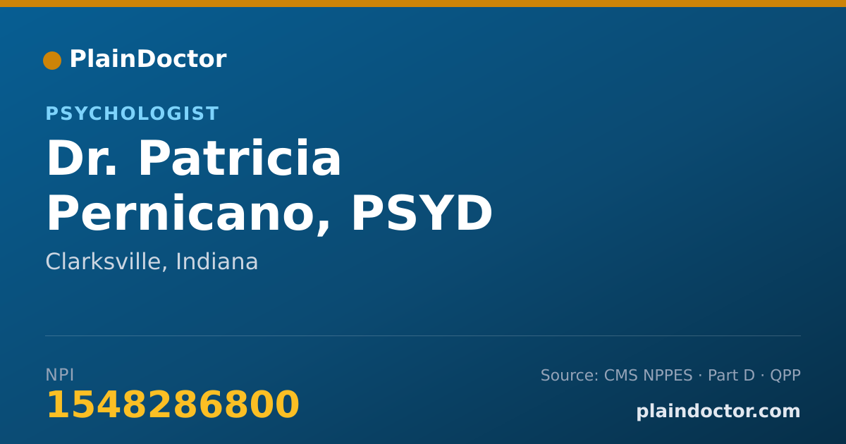 Shareable card for Patricia Pernicano, PSYD - Psychologist, Clarksville, IN