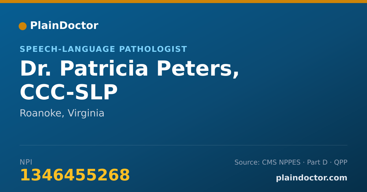 Shareable card for Patricia Peters, CCC-SLP - Speech-Language Pathologist, Roanoke, VA