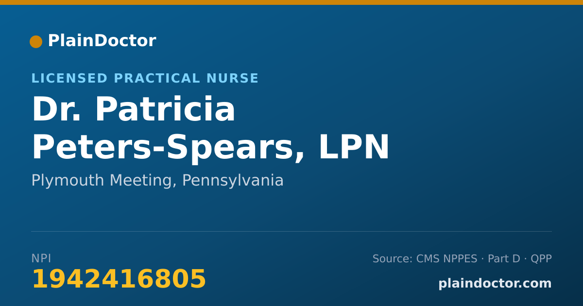 Shareable card for Patricia Peters-Spears, LPN - Licensed Practical Nurse, Plymouth Meeting, PA