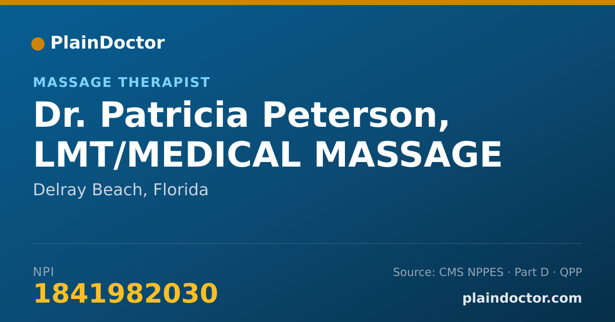 Shareable card for Patricia Peterson, LMT/MEDICAL MASSAGE - Massage Therapist, Delray Beach, FL