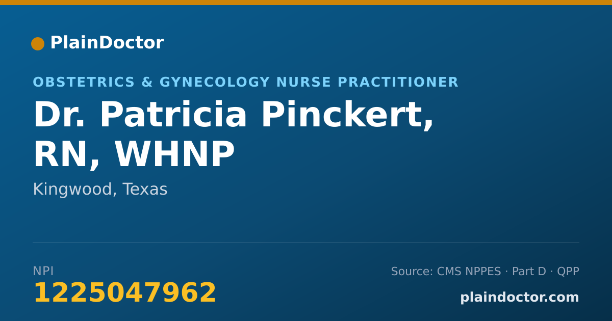 Shareable card for Patricia Pinckert, RN, WHNP - Obstetrics & Gynecology Nurse Practitioner, Kingwood, TX