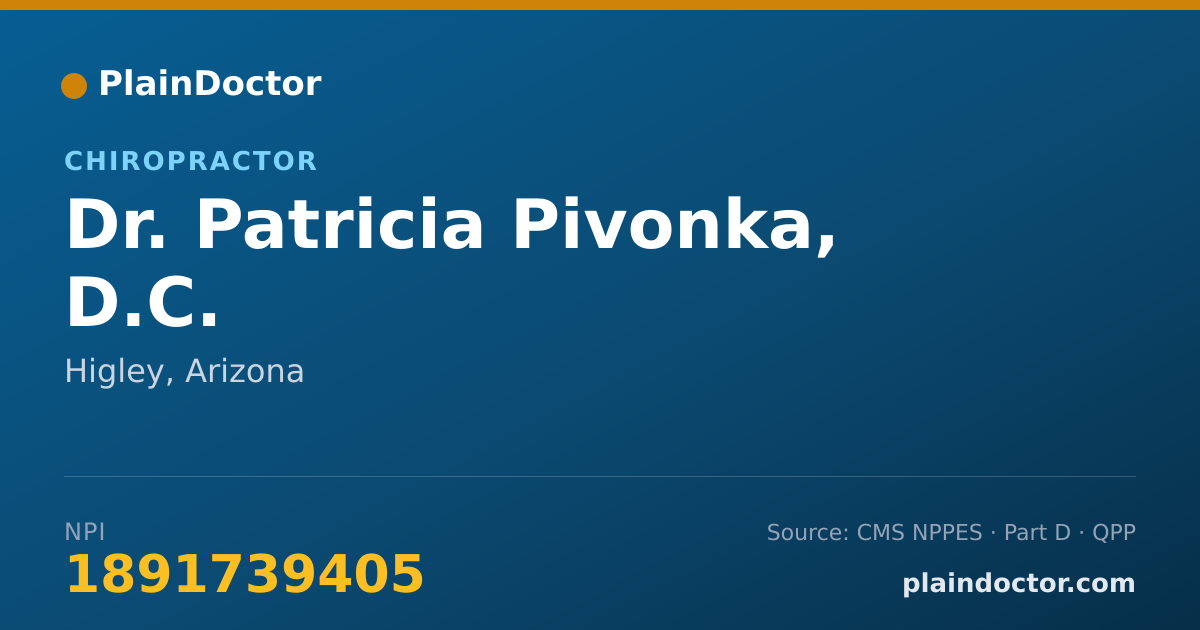 Shareable card for Patricia Pivonka, D.C. - Chiropractor, Higley, AZ