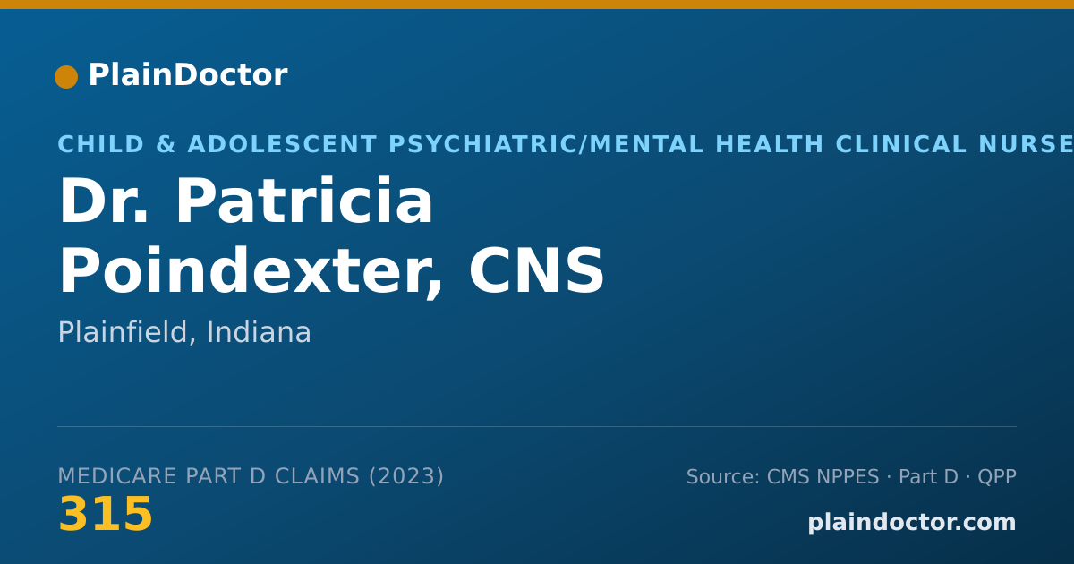 Shareable card for Patricia Poindexter, CNS - Child & Adolescent Psychiatric/Mental Health Clinical Nurse Specialist, Plainfield, IN