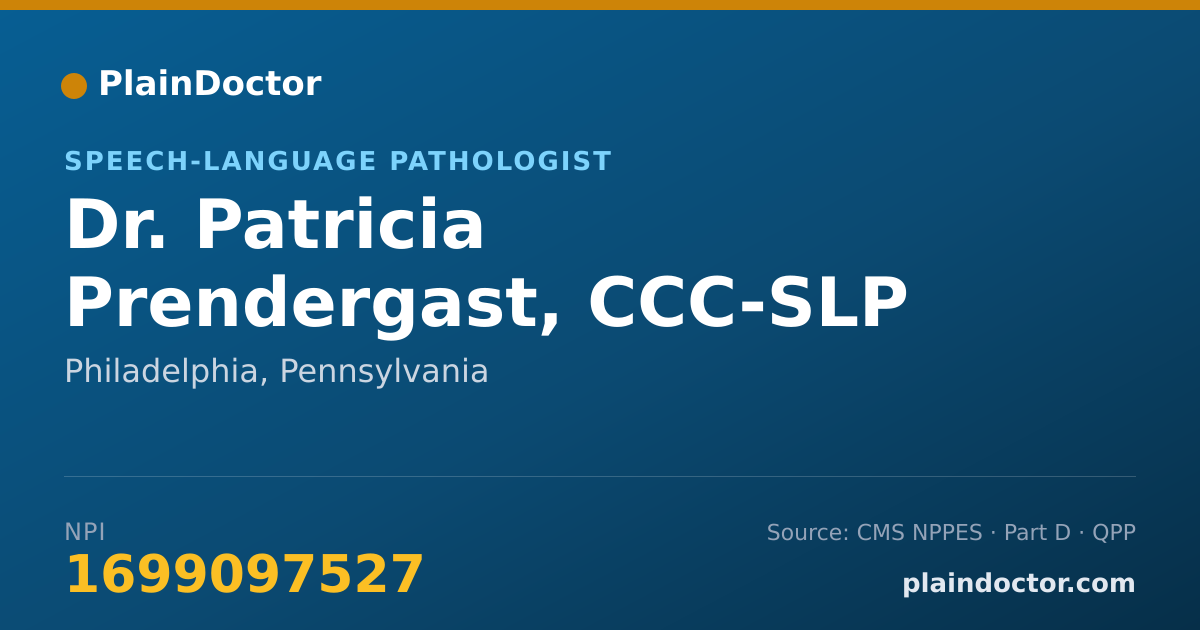 Shareable card for Patricia Prendergast, CCC-SLP - Speech-Language Pathologist, Philadelphia, PA