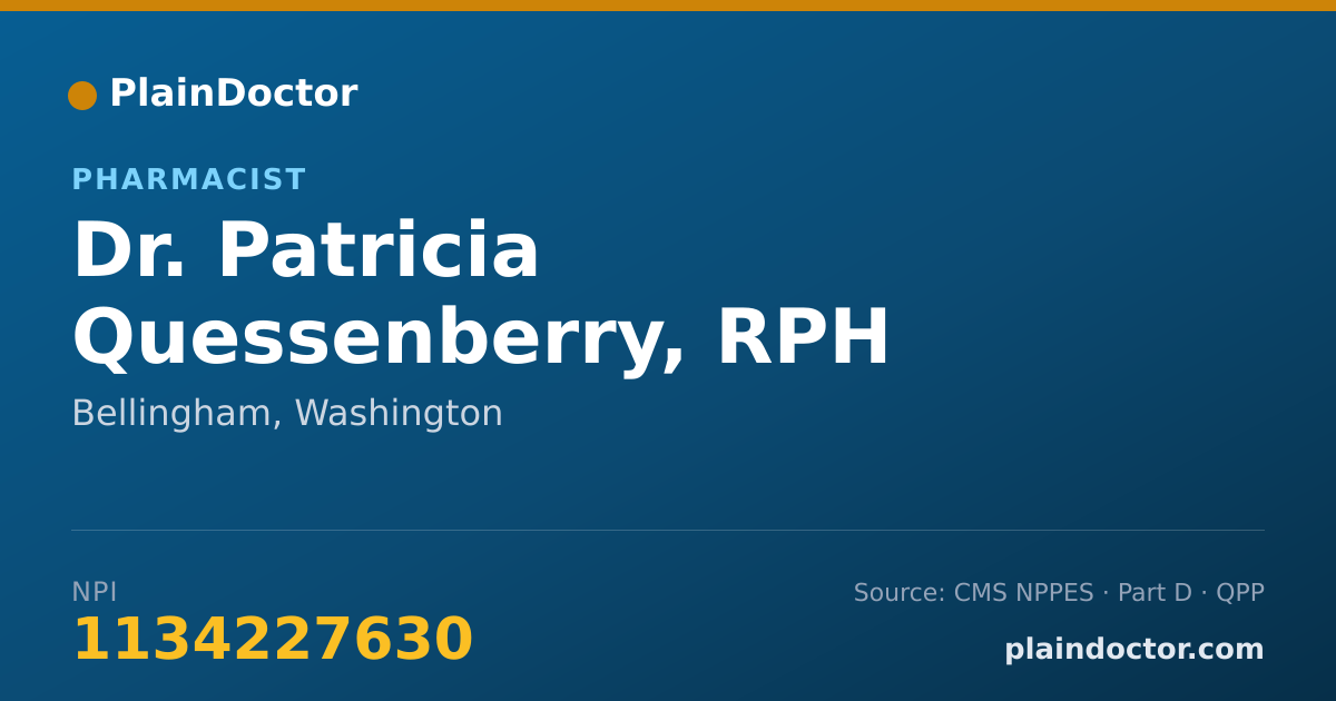 Shareable card for Patricia Quessenberry, RPH - Pharmacist, Bellingham, WA