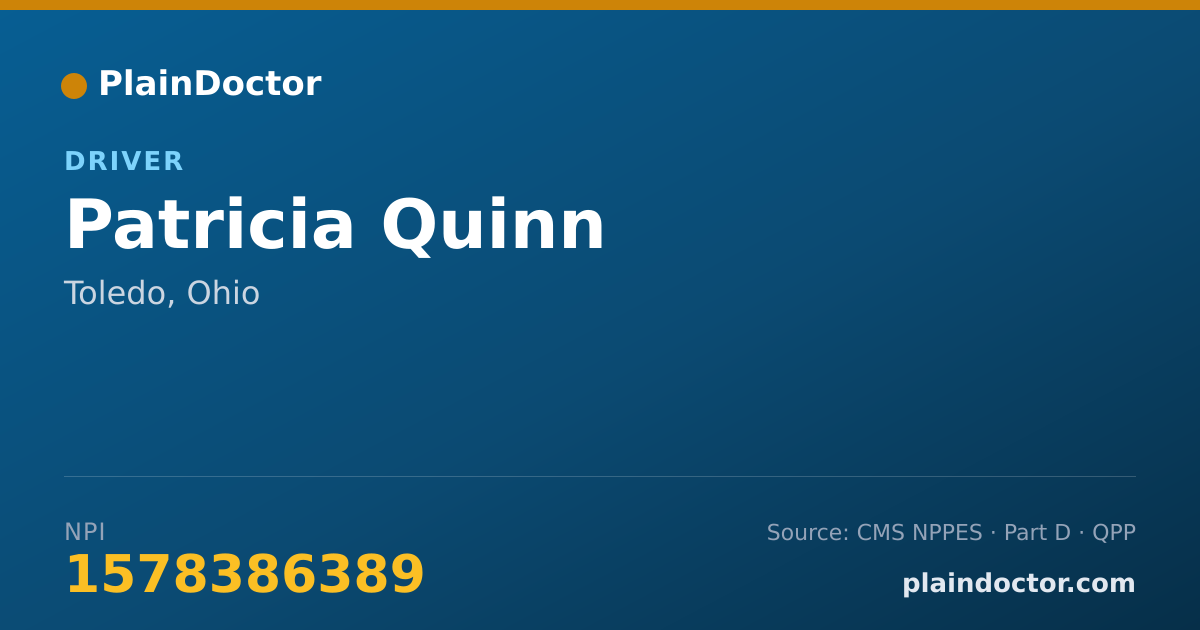 Shareable card for Patricia Quinn - Driver, Toledo, OH