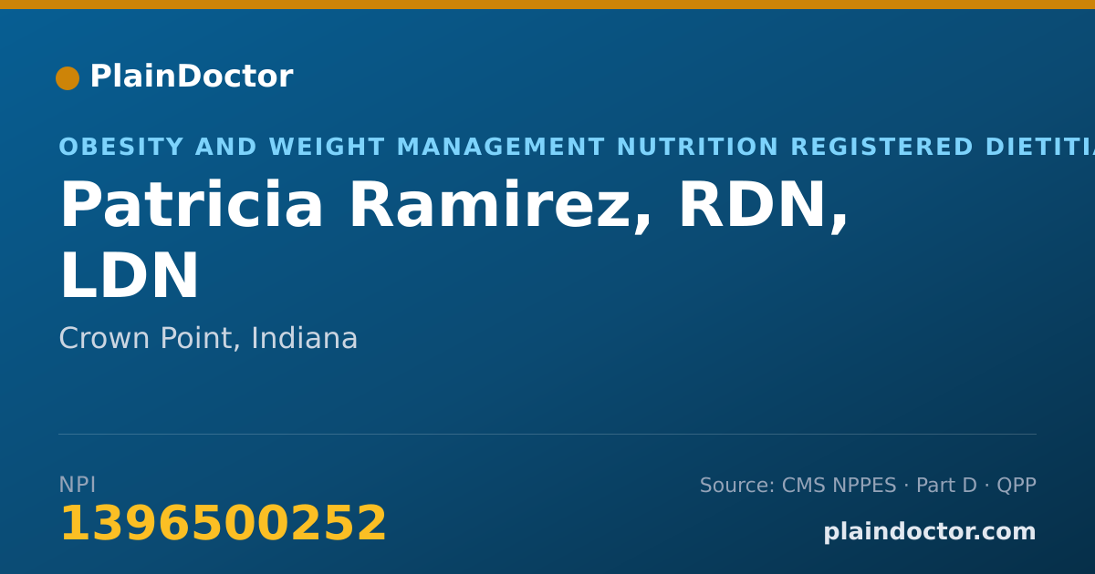 Shareable card for Patricia Ramirez, RDN, LDN - Obesity and Weight Management Nutrition Registered Dietitian, Crown Point, IN