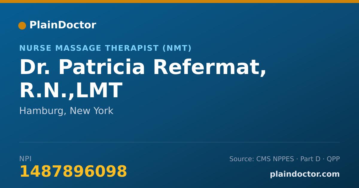 Shareable card for Patricia Refermat, R.N.,LMT - Nurse Massage Therapist (NMT), Hamburg, NY