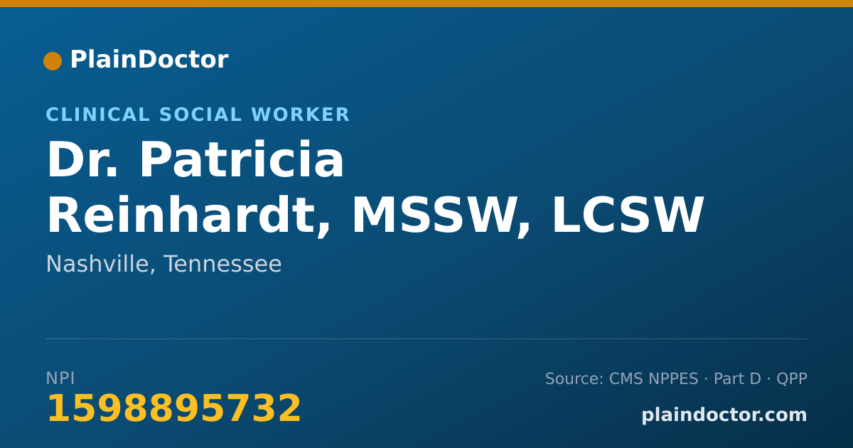 Shareable card for Patricia Reinhardt, MSSW, LCSW - Clinical Social Worker, Nashville, TN