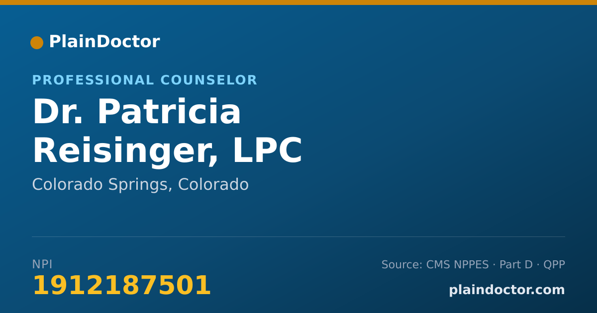Shareable card for Patricia Reisinger, LPC - Professional Counselor, Colorado Springs, CO