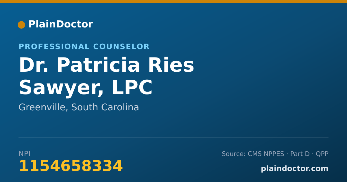 Shareable card for Patricia Ries Sawyer, LPC - Professional Counselor, Greenville, SC
