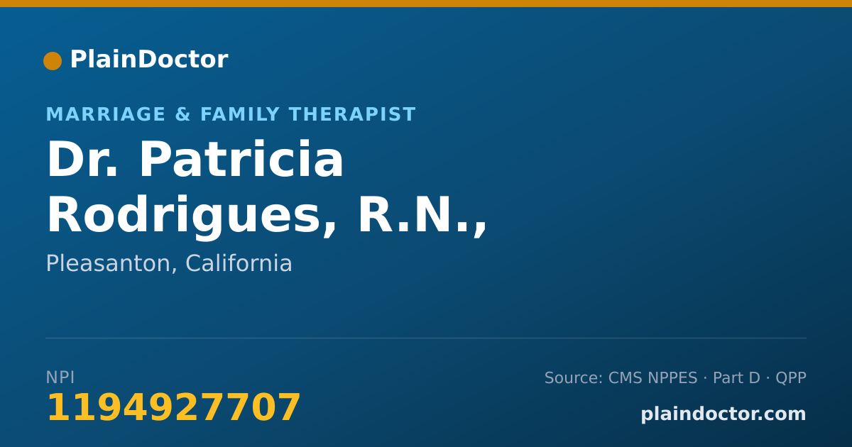 Shareable card for Patricia Rodrigues, R.N., M.F.T. - Marriage & Family Therapist, Pleasanton, CA