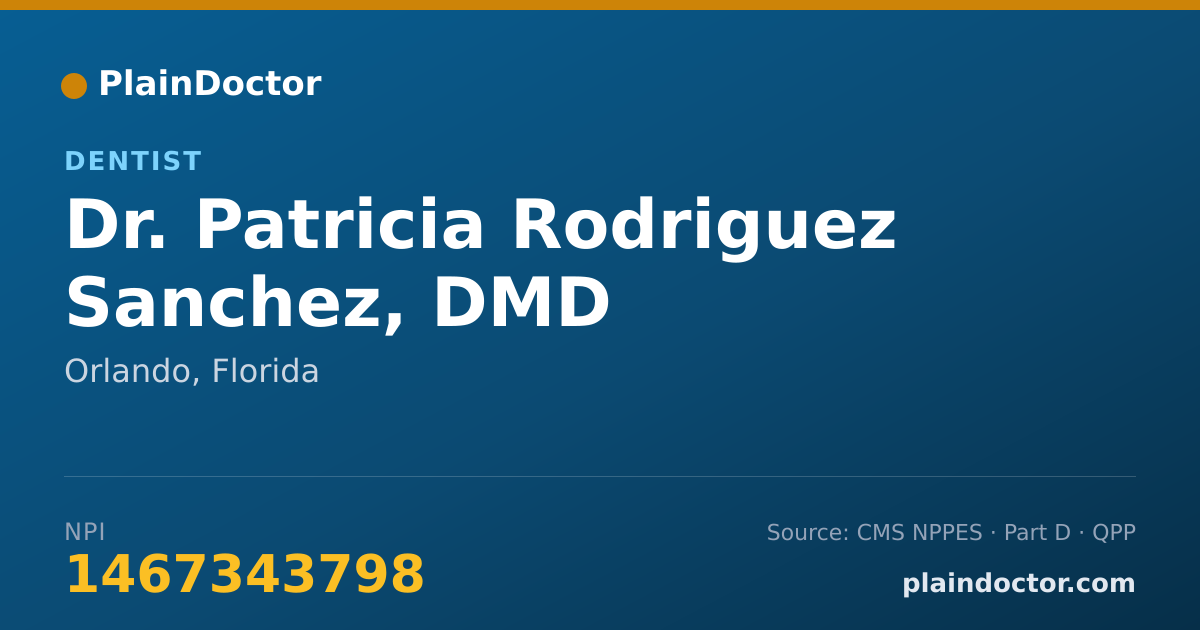 Shareable card for Patricia Rodriguez Sanchez, DMD - Dentist, Orlando, FL