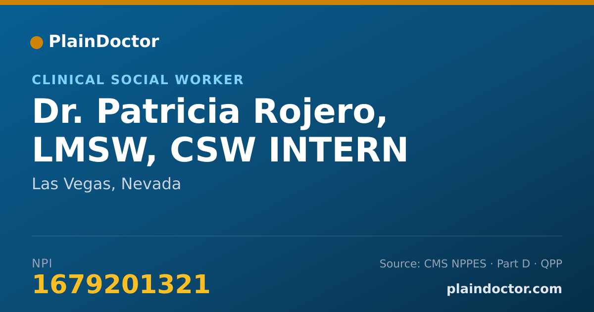 Shareable card for Patricia Rojero, LMSW, CSW INTERN - Clinical Social Worker, Las Vegas, NV