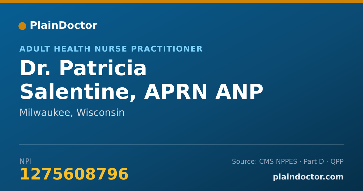 Shareable card for Patricia Salentine, APRN ANP - Adult Health Nurse Practitioner, Milwaukee, WI