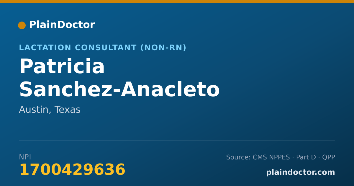Shareable card for Patricia Sanchez-Anacleto - Lactation Consultant (Non-RN), Austin, TX