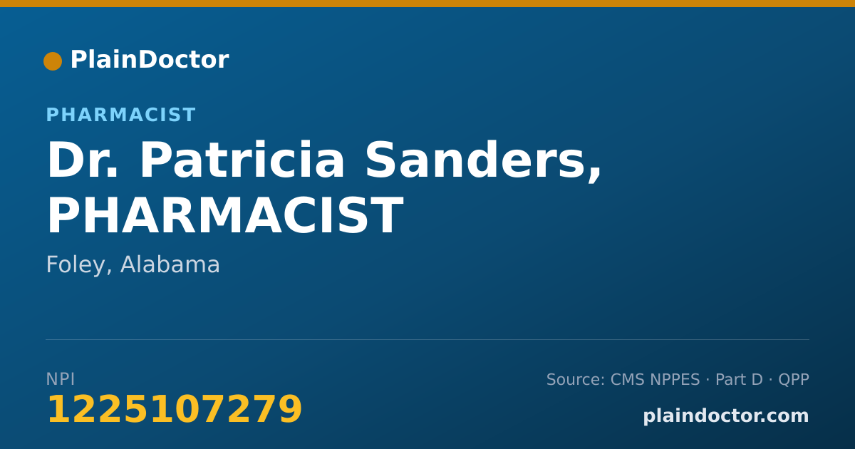 Shareable card for Patricia Sanders, PHARMACIST - Pharmacist, Foley, AL