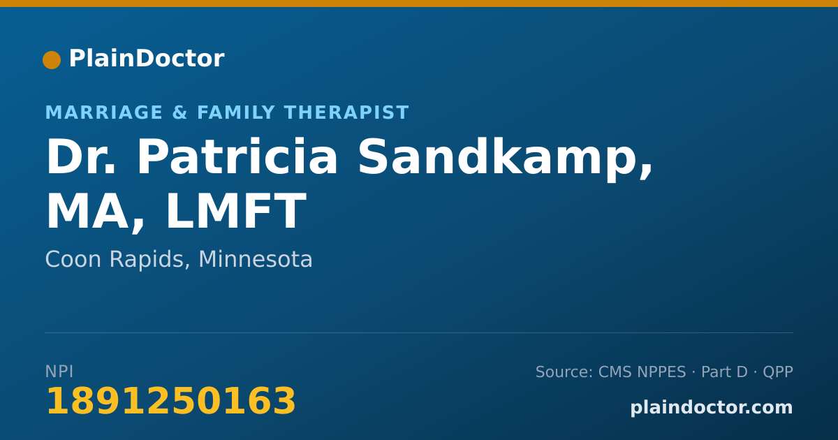 Shareable card for Patricia Sandkamp, MA, LMFT - Marriage & Family Therapist, Coon Rapids, MN