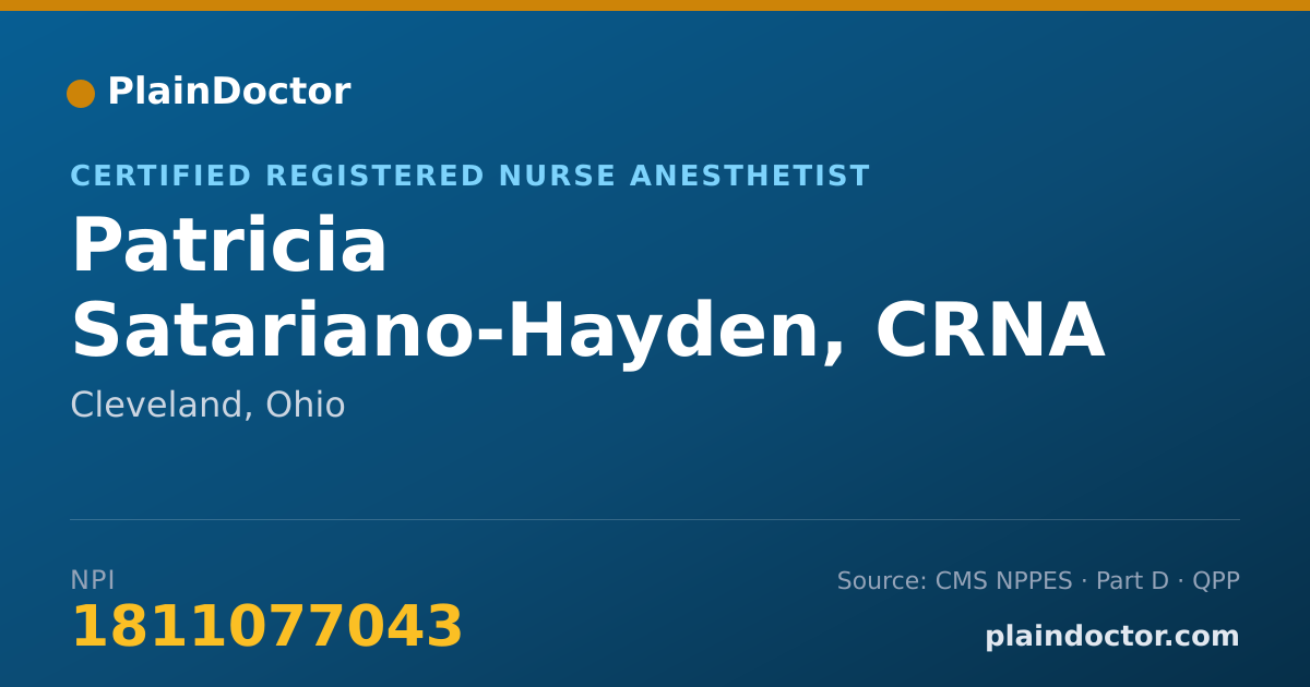 Shareable card for Patricia Satariano-Hayden, CRNA - Certified Registered Nurse Anesthetist, Cleveland, OH