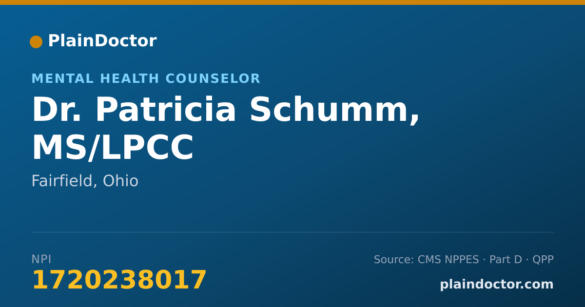 Shareable card for Patricia Schumm, MS/LPCC - Mental Health Counselor, Fairfield, OH