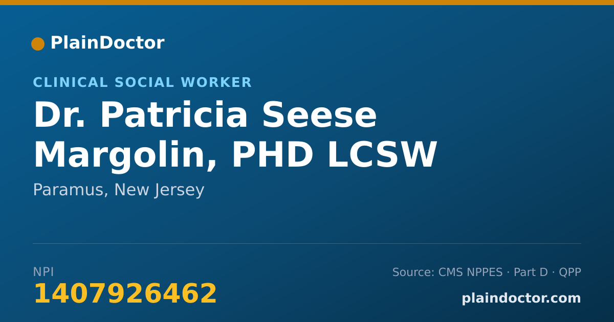 Shareable card for Patricia Seese Margolin, PHD LCSW - Clinical Social Worker, Paramus, NJ