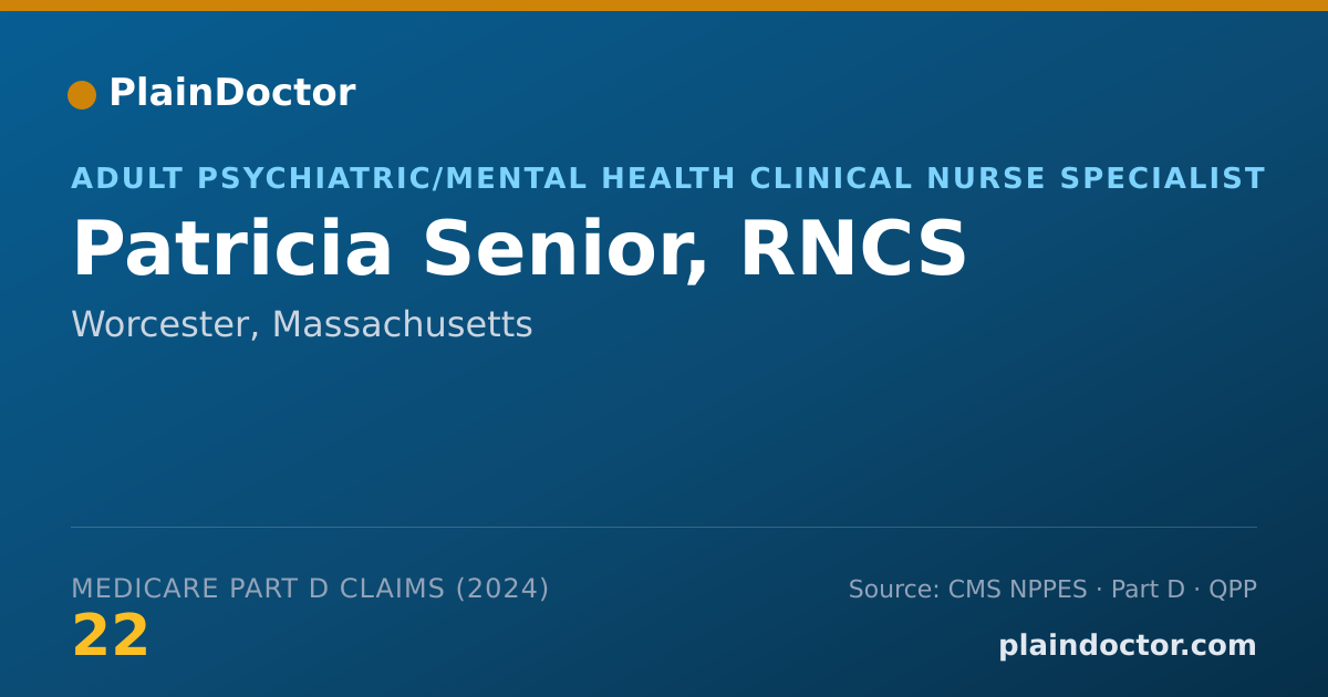 Shareable card for Patricia Senior, RNCS - Adult Health Clinical Nurse Specialist, Worcester, MA